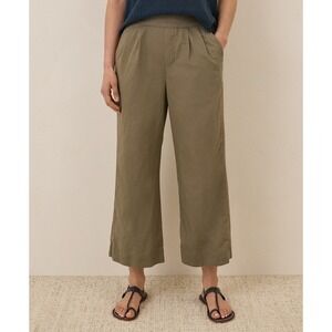 Pact Women's Organic Cotton Canopy Linen Blend Pleated Trouser XL Khaki Green